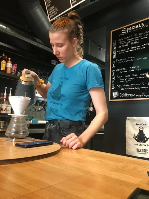 making a v60 at R&B Cafe